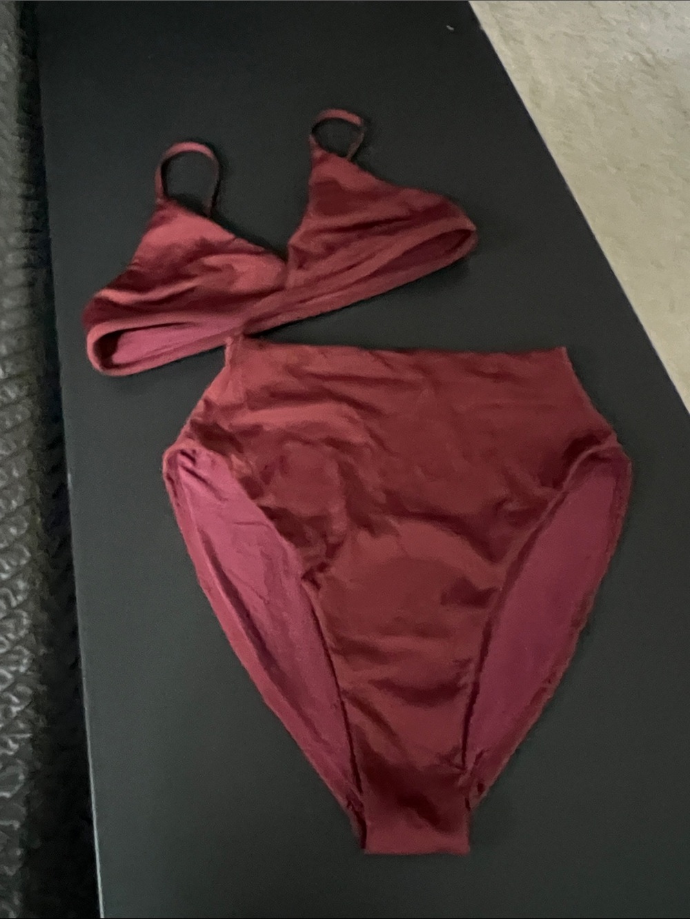 Left On Friday Deep Burgundy High-Waist Bikini